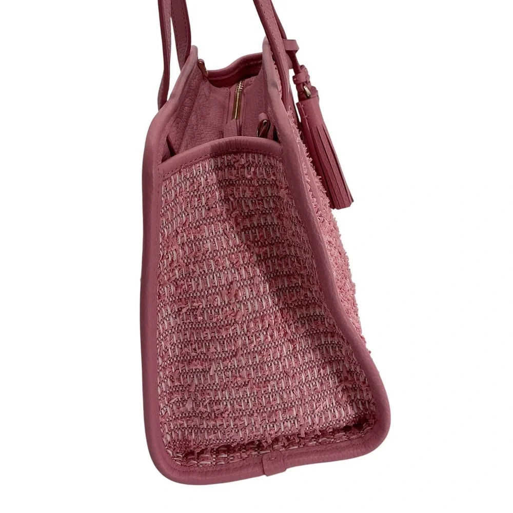 Kate Spade New York Pink Woven Leather Tassel‎ Satchel Handbag Purse